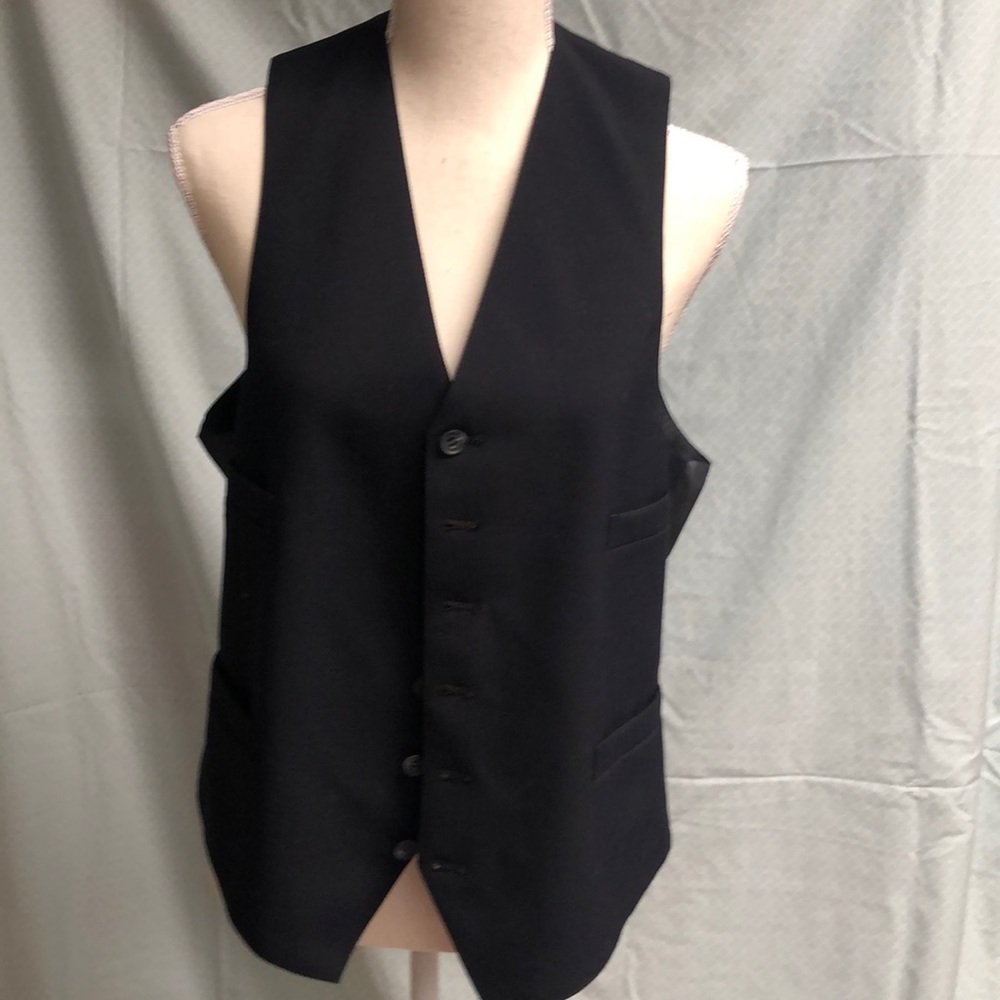 DB black 6 button vest w/satin back